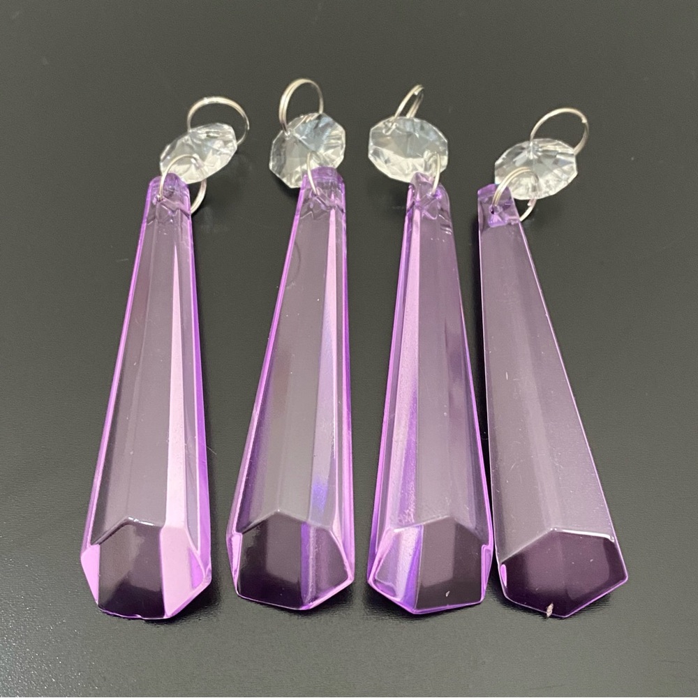 22pcs Lilac Lavender Purple 3.5” Icicle Drop Chandelier Prism Lamp Replacement - Picture 6 of 12